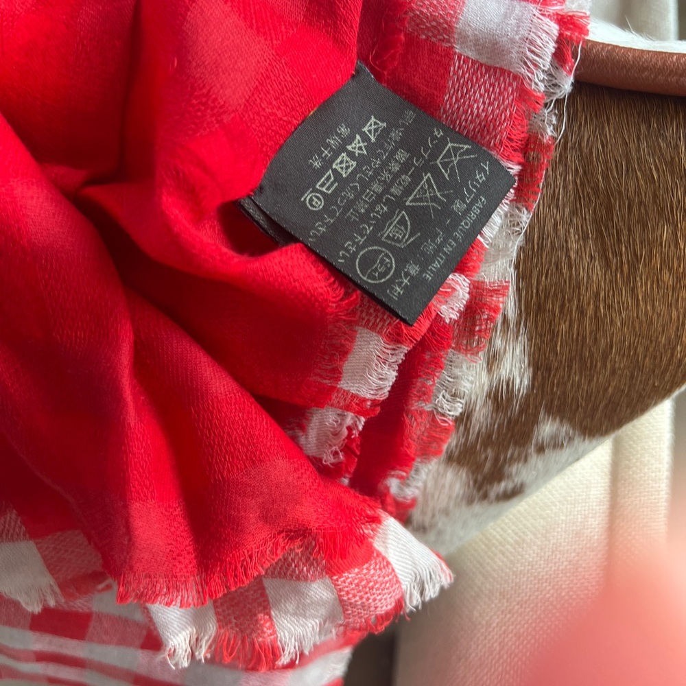 Louis Vuitton Red Checkered Scarf - Picture 3 of 12